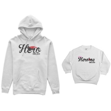 Coordinato felpe padre figlia personalizzato con anno hero since little heroine since Per il papà