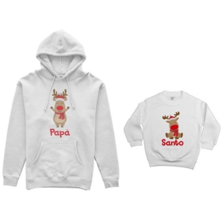 Coordinato felpe padre figlio personalizzabile con nome rudolph family Natale