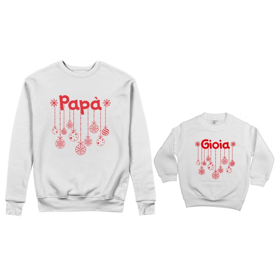 Coordinato felpe padre figlio personalizzato con nome e addobbi natalizi Natale