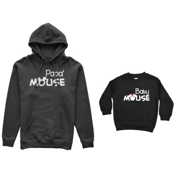 Coordinato felpe padre figlia papà mouse baby minnnie mouse Per il papà