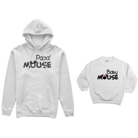 Coordinato felpe padre figlia papà mouse baby minnnie mouse Per il papà