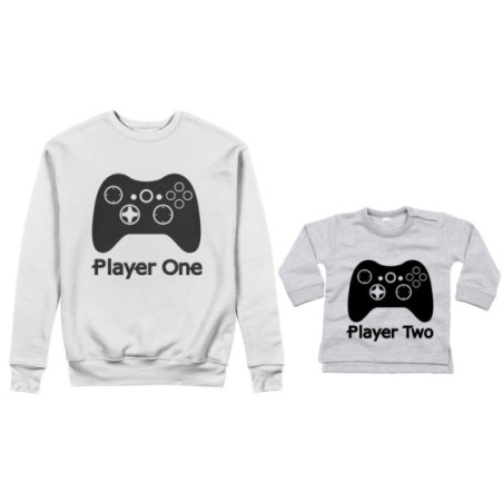 Coordinato felpe o body lupetto neonato padre figlio player one player two xbox Per il papà