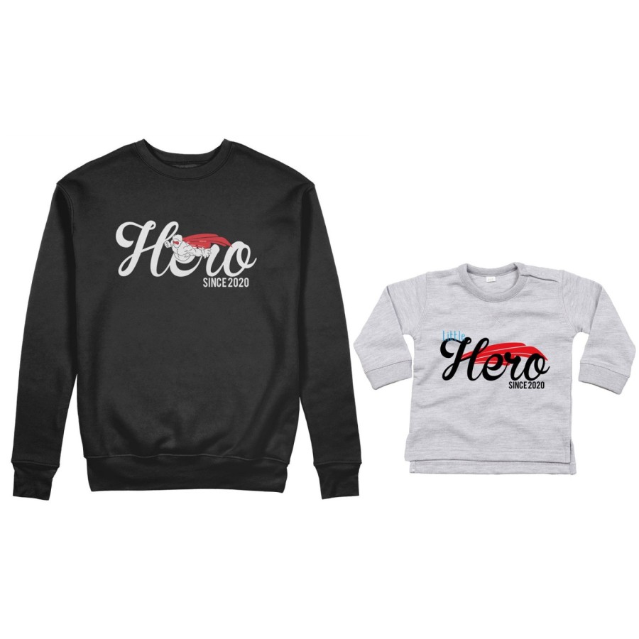 Coordinato felpe o body lupetto padre figlio personalizzato con anno hero since little hero since Per il papà