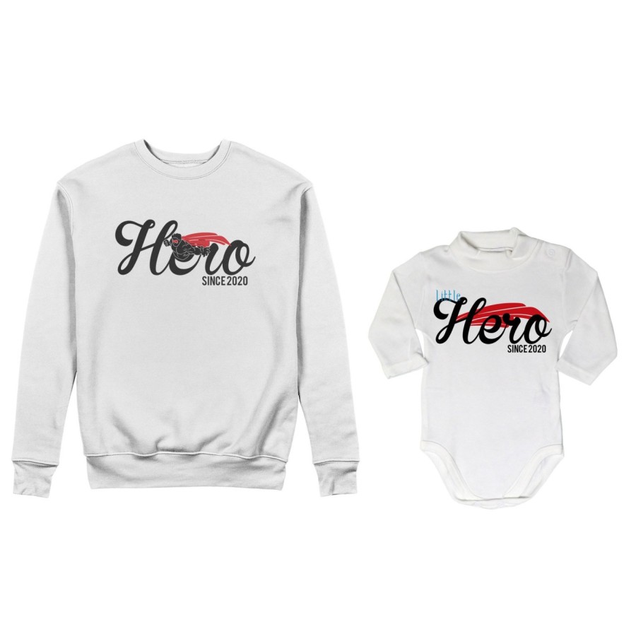 Coordinato felpe o body lupetto padre figlio personalizzato con anno hero since little hero since Per il papà
