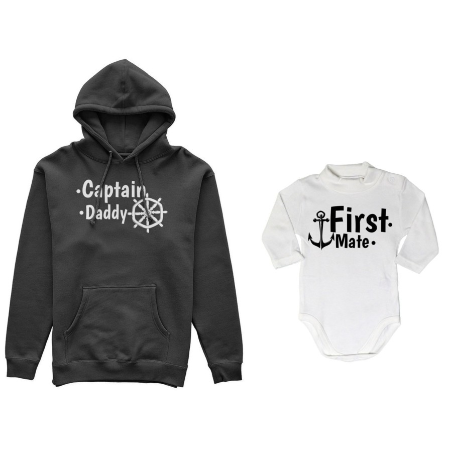 Coordinato felpe o body lupetto neonato padre figlio captain daddy first mate Per il papà