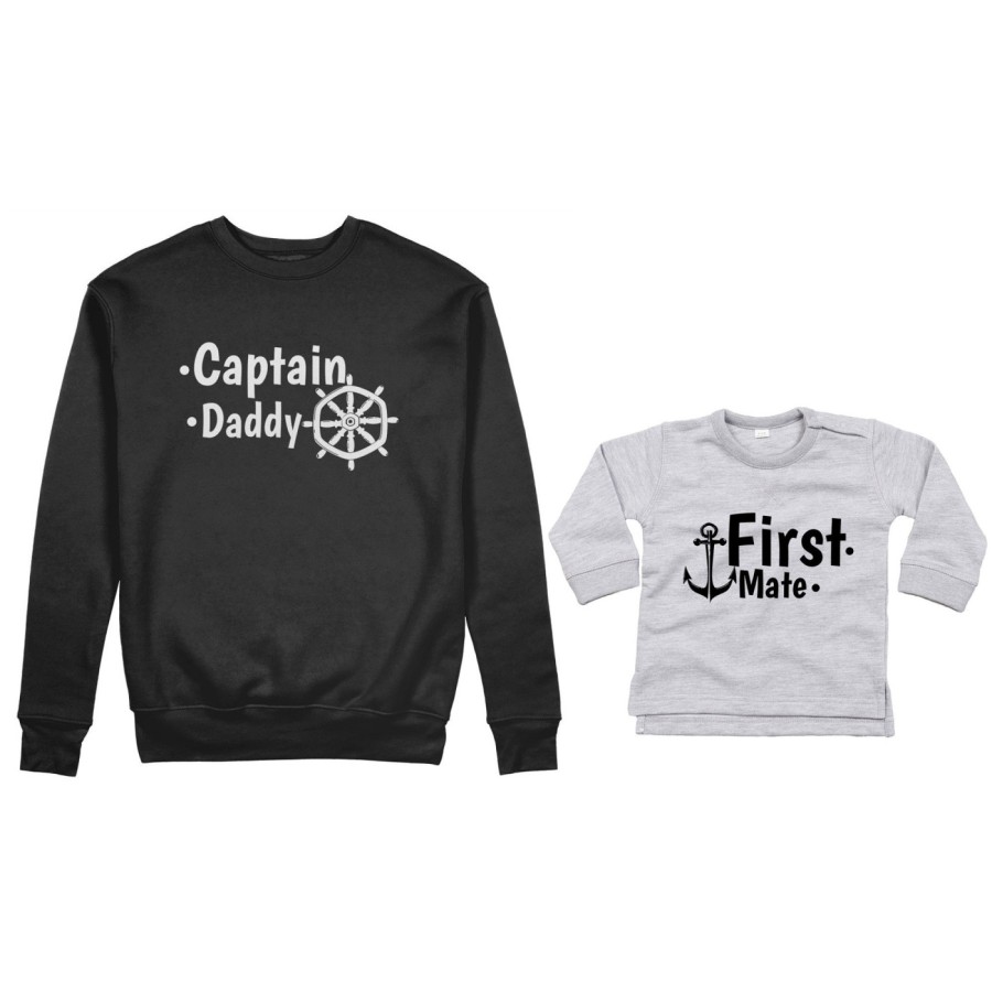 Coordinato felpe o body lupetto neonato padre figlio captain daddy first mate Per il papà