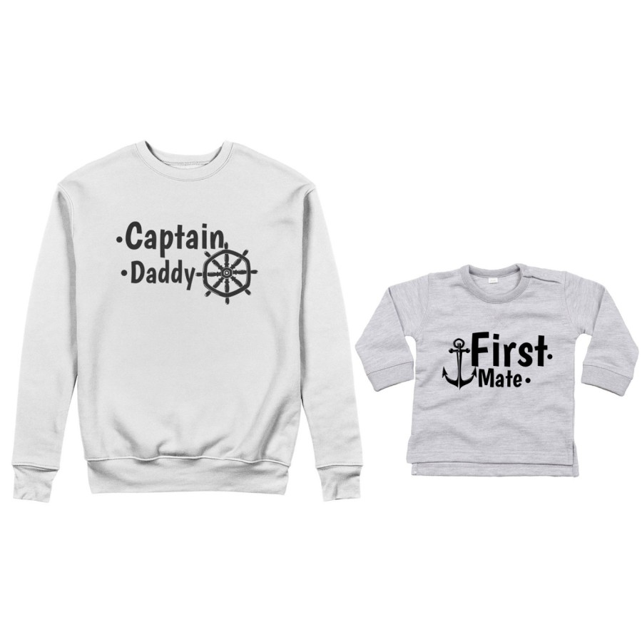 Coordinato felpe o body lupetto neonato padre figlio captain daddy first mate Per il papà