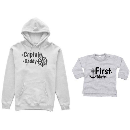 Coordinato felpe o body lupetto neonato padre figlio captain daddy first mate Per il papà