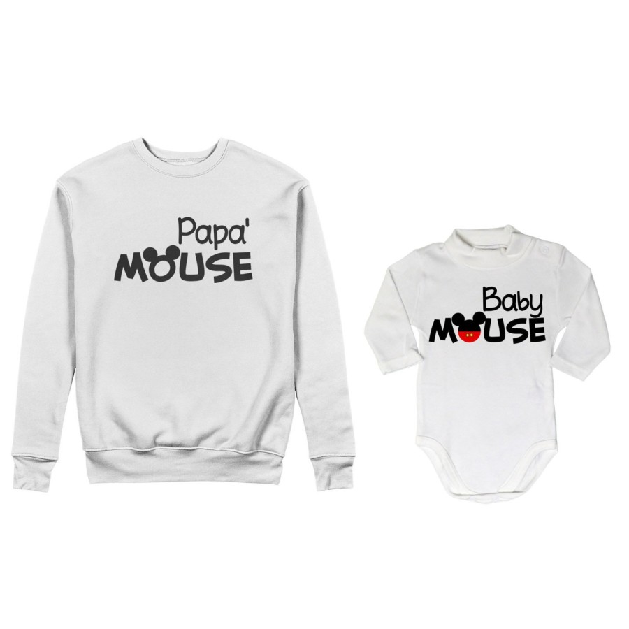 Coordinato felpe o body lupetto neonato padre figlio papà mouse baby mouse Per il papà