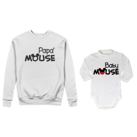 Coordinato felpe o body lupetto neonato padre figlio papà mouse baby mouse Per il papà