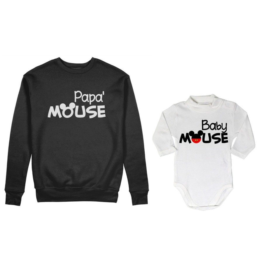 Coordinato felpe o body lupetto neonato padre figlio papà mouse baby mouse Per il papà