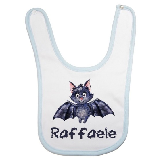 Bavaglino neonato personalizzato con nome pipistrello watercolor Halloween
