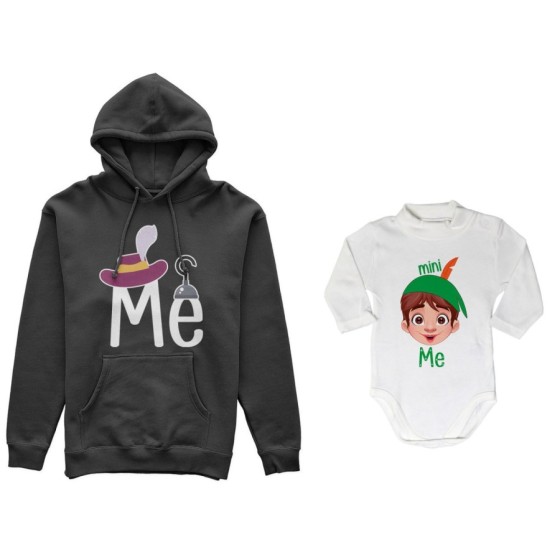 Coordinato felpe o body lupetto neonato padre figlio me capitano uncino mini peter pan Per il papà 2