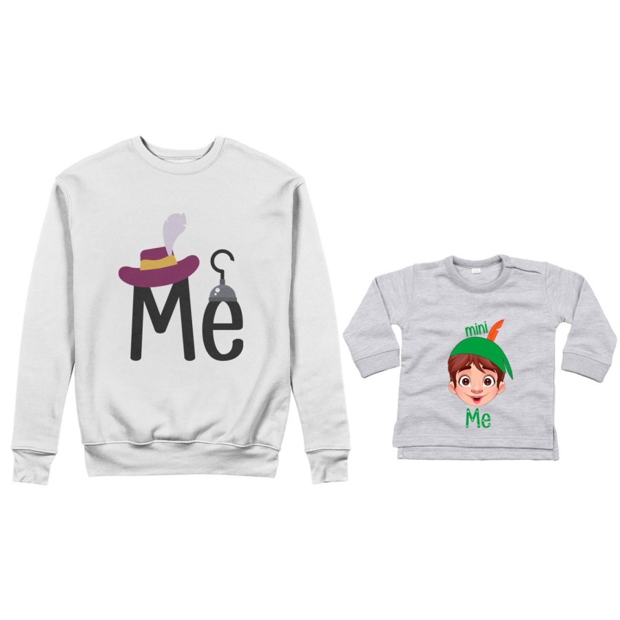 Coordinato felpe o body lupetto neonato padre figlio me capitano uncino mini peter pan Per il papà