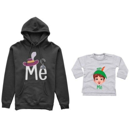 Coordinato felpe o body lupetto neonato padre figlio me capitano uncino mini peter pan Per il papà