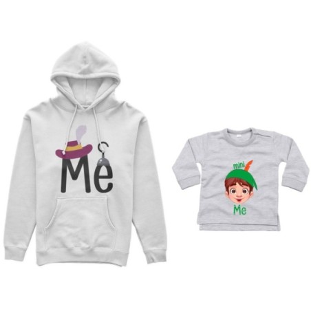 Coordinato felpe o body lupetto neonato padre figlio me capitano uncino mini peter pan Per il papà