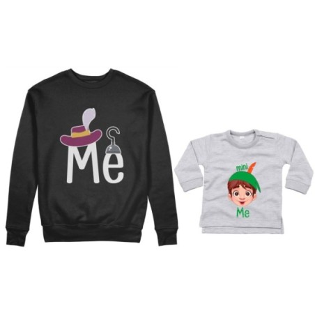 Coordinato felpe o body lupetto neonato padre figlio me capitano uncino mini peter pan Per il papà