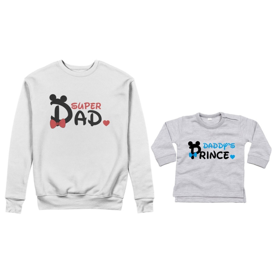 Coordinato felpe o body lupetto neonato padre figlio super dad mickey Per il papà