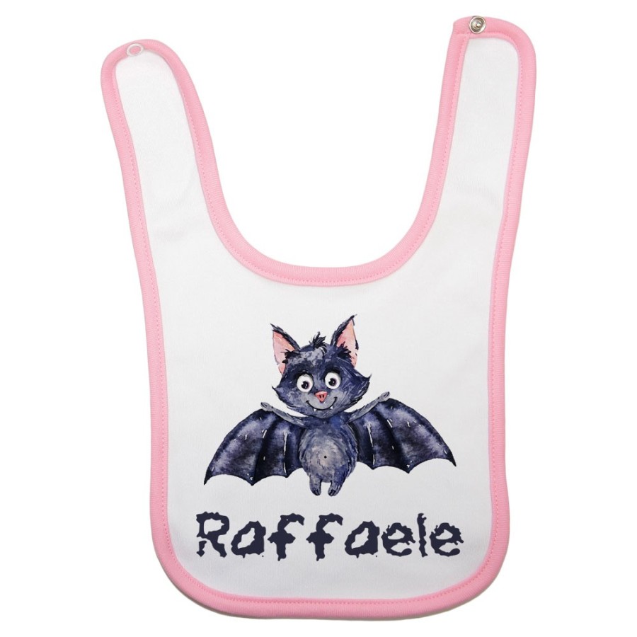 Bavaglino neonato personalizzato con nome pipistrello watercolor Halloween