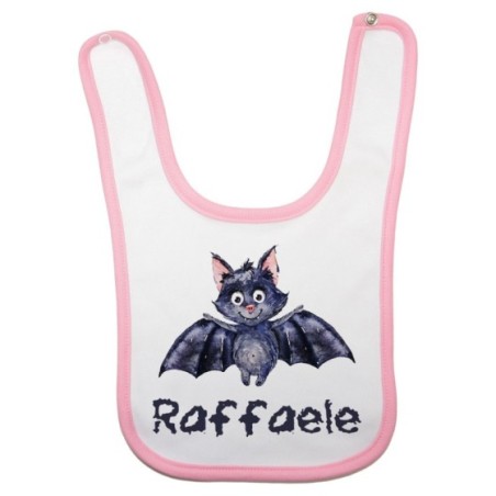 Bavaglino neonato personalizzato con nome pipistrello watercolor Halloween