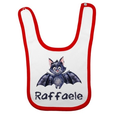 Bavaglino neonato personalizzato con nome pipistrello watercolor Halloween