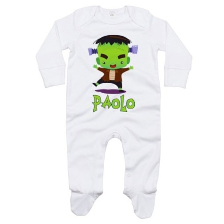 Tutina neonato personalizzata con nome piccolo frankenstein Halloween