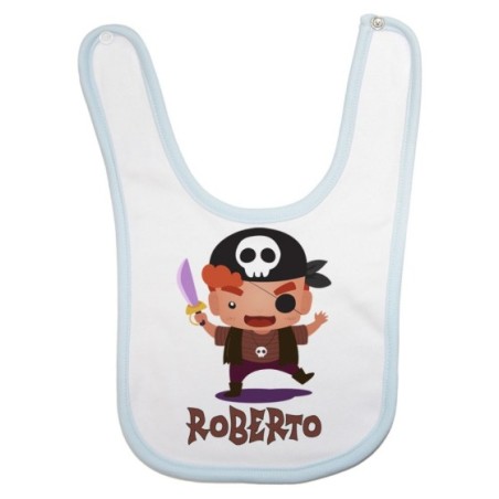 Bavaglino neonato personalizzato con nome piccolo pirata