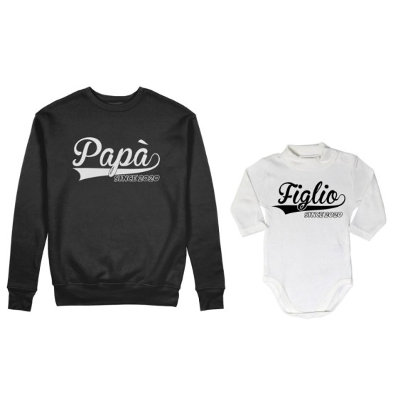 Coordinato felpe o body lupetto padre figlio personalizzato con anno papà since figlio figlia since Per il papà 2