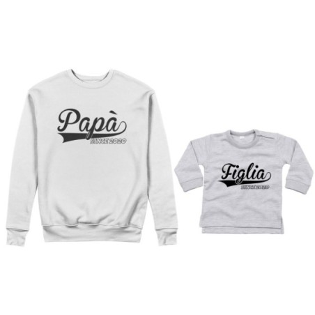 Coordinato felpe o body lupetto padre figlio personalizzato con anno papà since figlio figlia since Per il papà