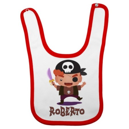 Bavaglino neonato personalizzato con nome piccolo pirata Halloween