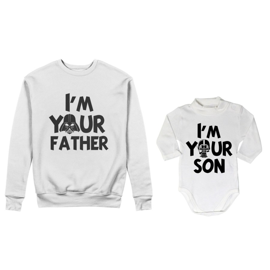 Coordinato felpe o body lupetto neonato padre figlio i am your father i am your son Per il papà
