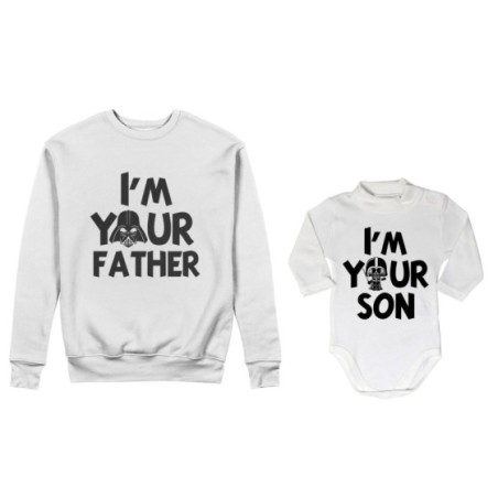 Coordinato felpe o body lupetto neonato padre figlio i am your father i am your son Per il papà