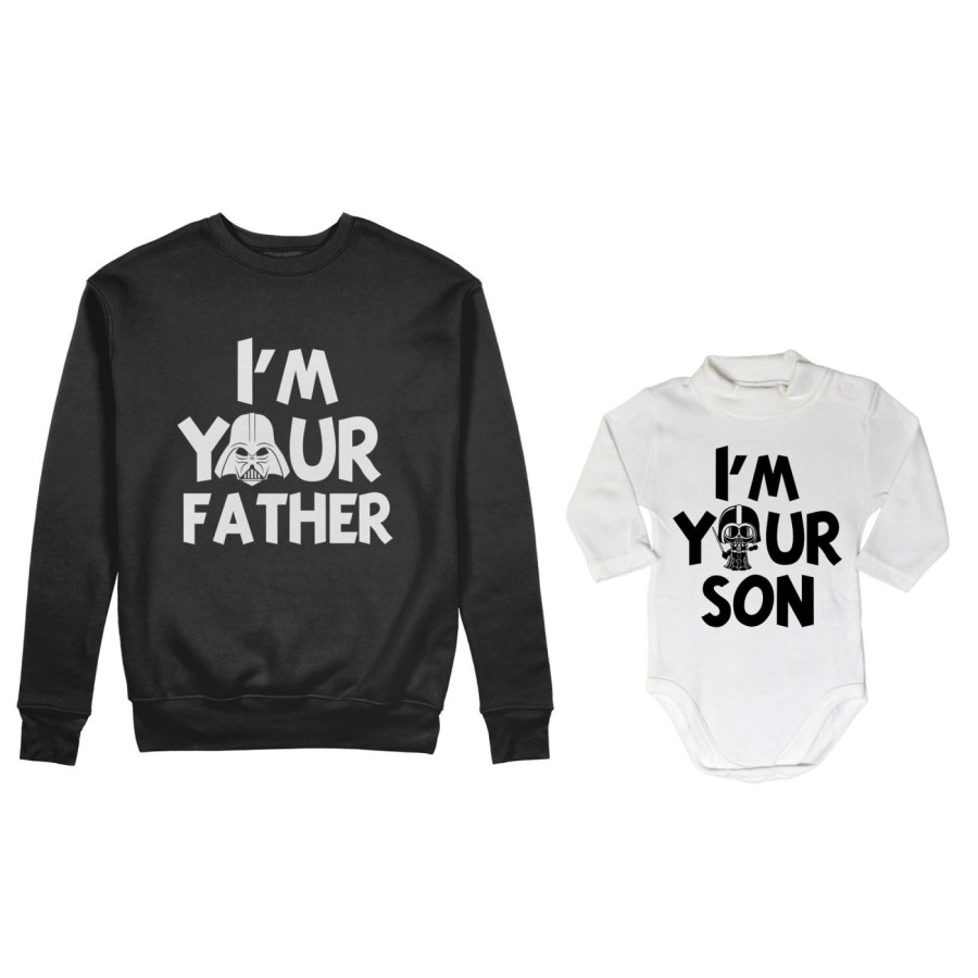 Coordinato felpe o body lupetto neonato padre figlio i am your father i am your son Per il papà