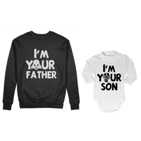 Coordinato felpe o body lupetto neonato padre figlio i am your father i am your son Per il papà