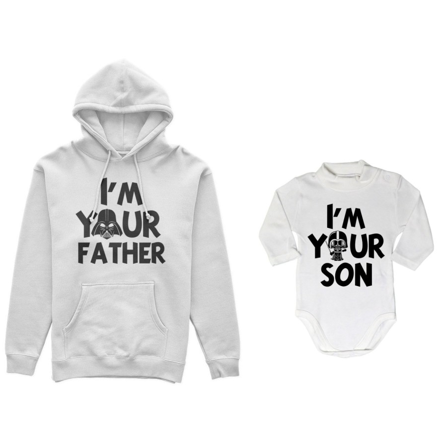 Coordinato felpe o body lupetto neonato padre figlio i am your father i am your son Per il papà