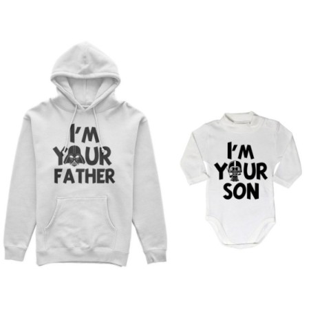 Coordinato felpe o body lupetto neonato padre figlio i am your father i am your son Per il papà