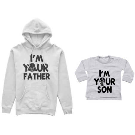 Coordinato felpe o body lupetto neonato padre figlio i am your father i am your son Per il papà