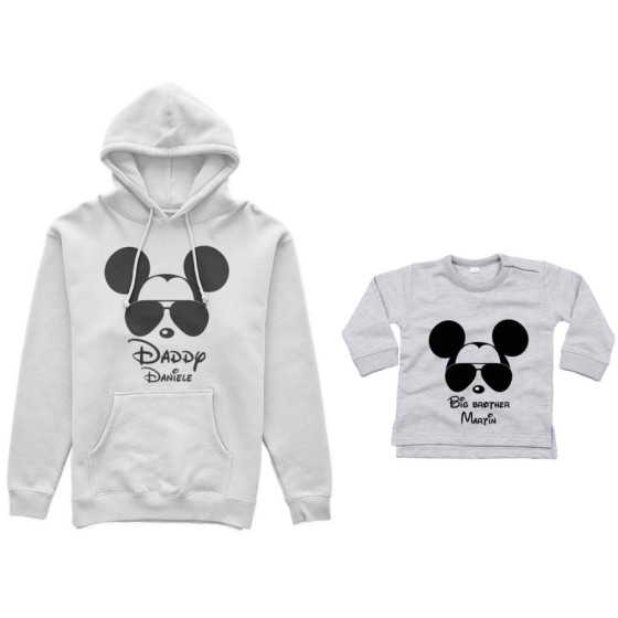 Coordinato felpe o body lupetto padre figlio personalizzato daddy mickey baby brother mickey Per il papà 2