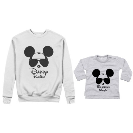 Coordinato felpe o body lupetto padre figlio personalizzato daddy mickey baby brother mickey Per il papà