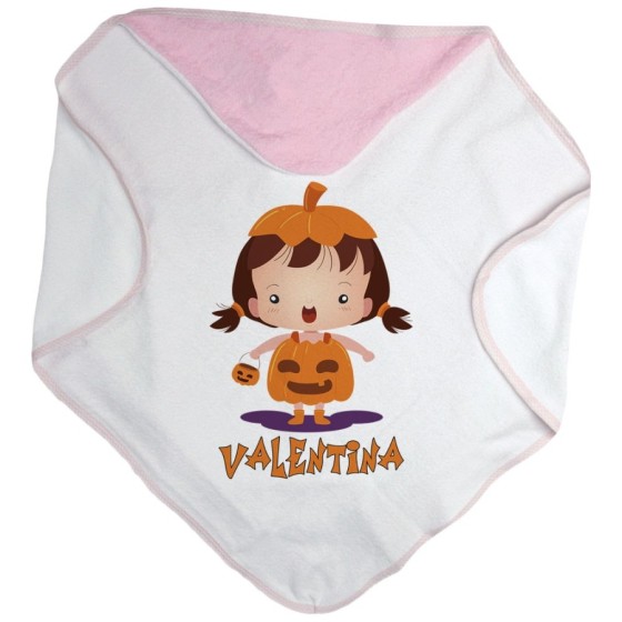 Accappatoio neonato personalizzato con nome piccola zucca Halloween