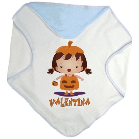 Accappatoio neonato personalizzato con nome piccola zucca Halloween