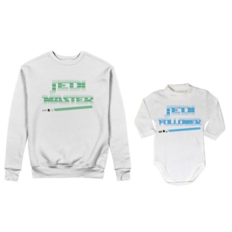 Coordinato felpe o body lupetto neonato padre figlio jedi master jedi follower Per il papà