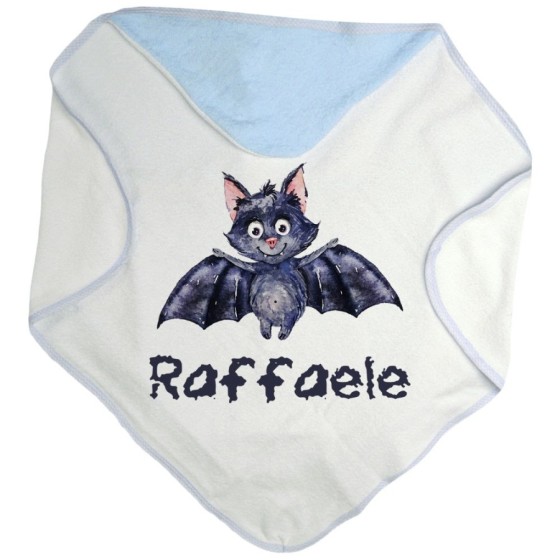 Accappatoio neonato personalizzato con nome pipistrello watercolor Halloween