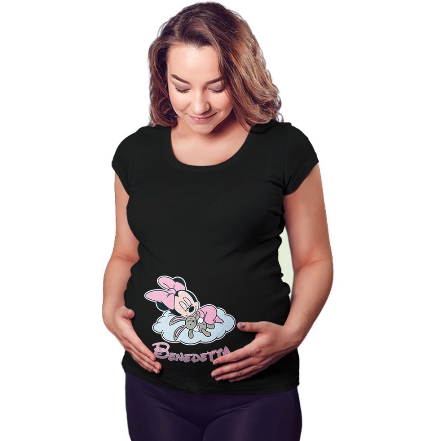 Maglia premaman personalizzata con nome minnie sleeping Cartoon