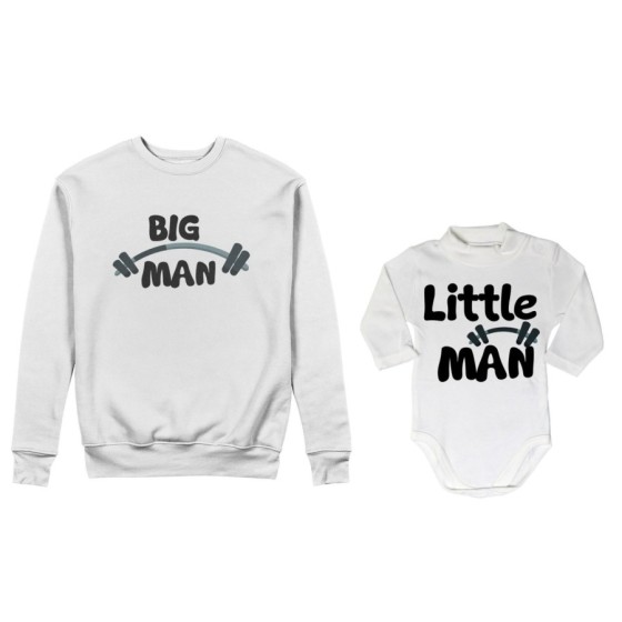 Coordinato felpe o body lupetto neonato padre figlio big man little man little lady fitness Per il papà