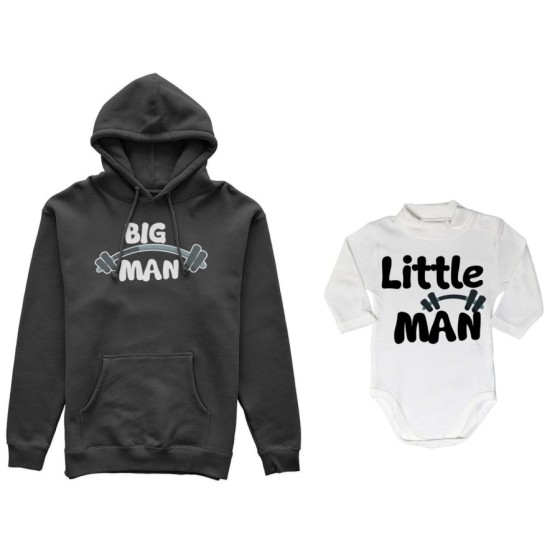 Coordinato felpe o body lupetto neonato padre figlio big man little man little lady fitness Per il papà 2