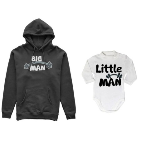 Coordinato felpe o body lupetto neonato padre figlio big man little man little lady fitness Per il papà