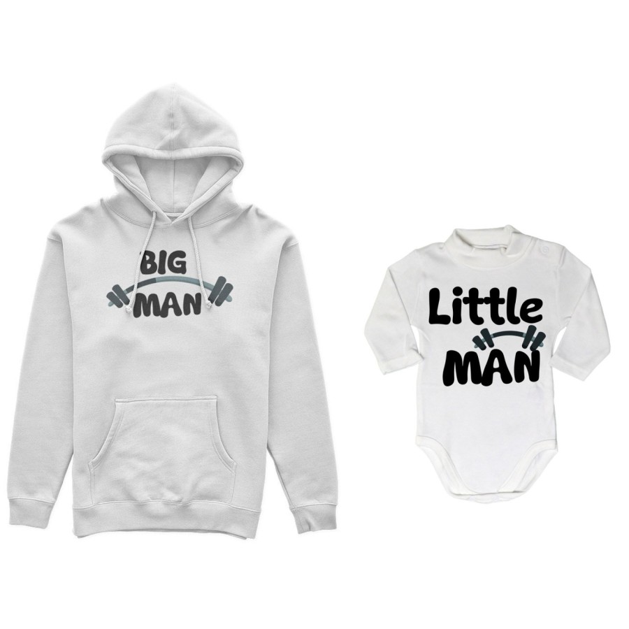 Coordinato felpe o body lupetto neonato padre figlio big man little man little lady fitness Per il papà