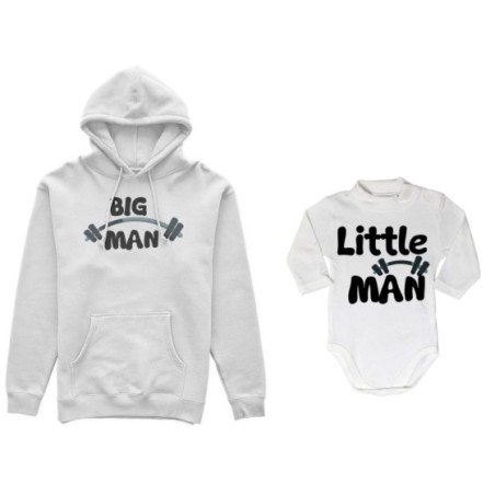 Coordinato felpe o body lupetto neonato padre figlio big man little man little lady fitness Per il papà