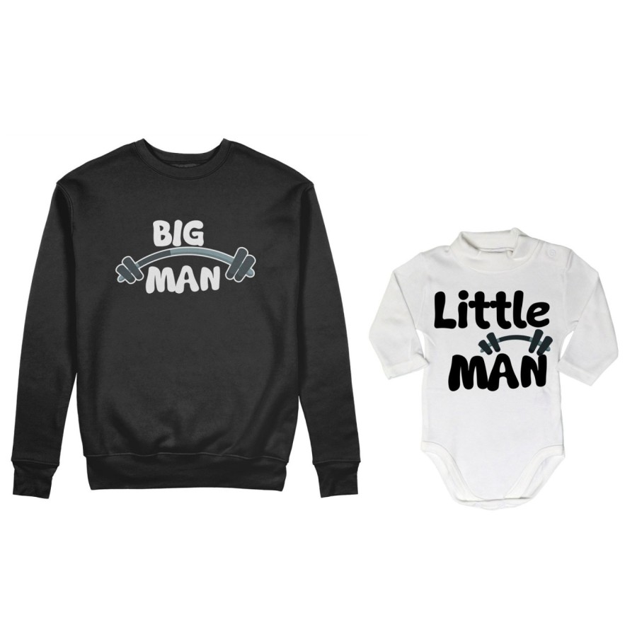 Coordinato felpe o body lupetto neonato padre figlio big man little man little lady fitness Per il papà